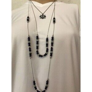 Blue Silver Multi Strand Necklace